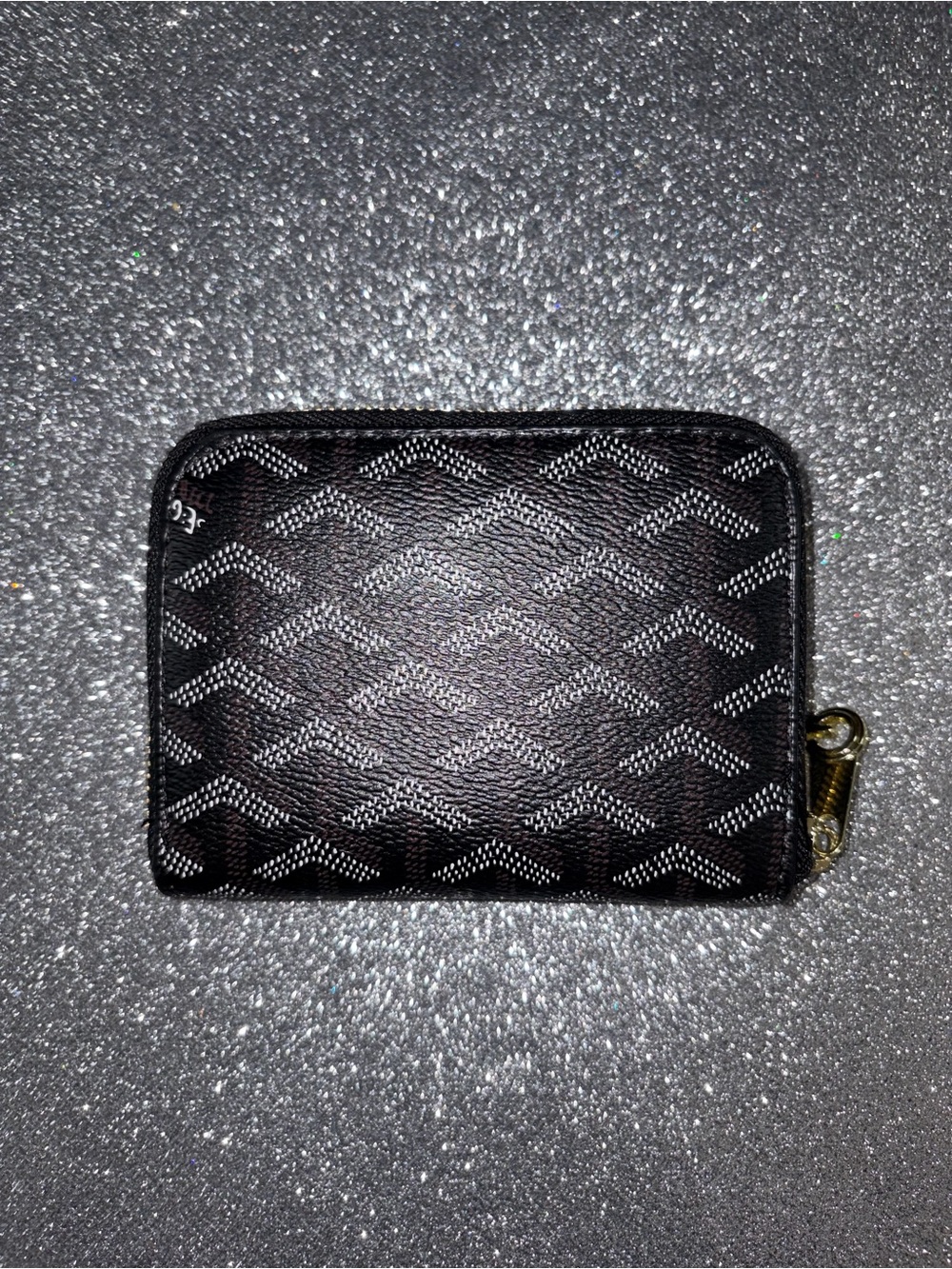 Black Patterned Zip Card Wallet